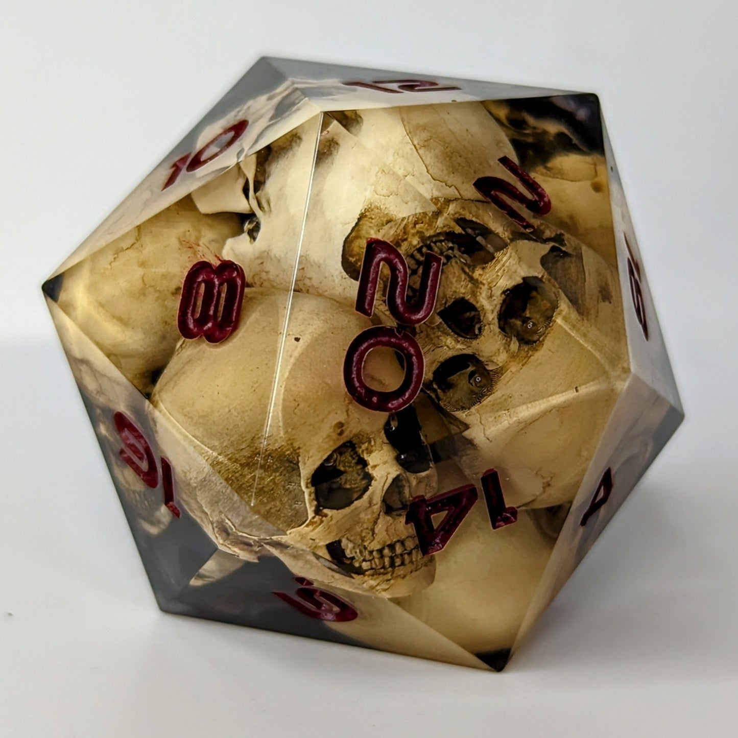 Jumbo D20 Custom Dice Warlock Skull - Custom made resin dice for D&D and Roleplaying - Chonk D20 Sharp Edge Die