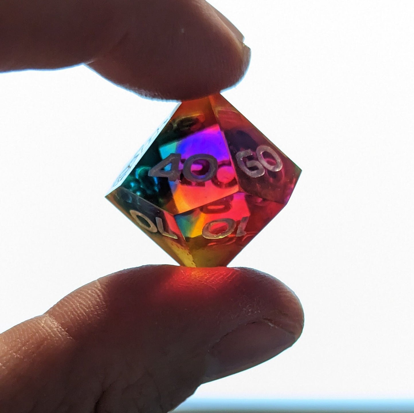 Dice Set Custom - Over the Rainbow Sunset - Handmade resin dice for D&D and Roleplaying - Set of 7 polyhedral sharp edge dice