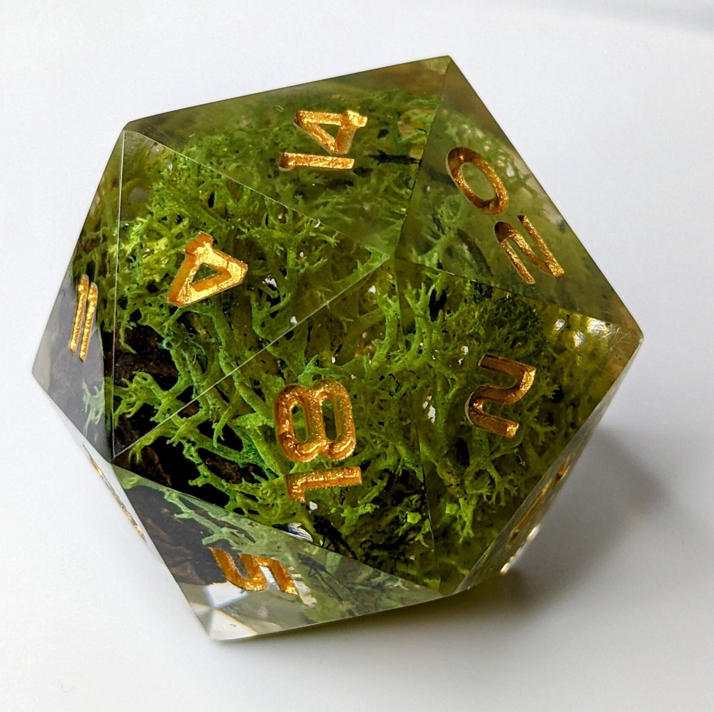 Jumbo D20 Custom Dice - Forest Ranger - Handmade resin dice for D&D and Roleplaying - Chonk D20 Sharp Edge Die