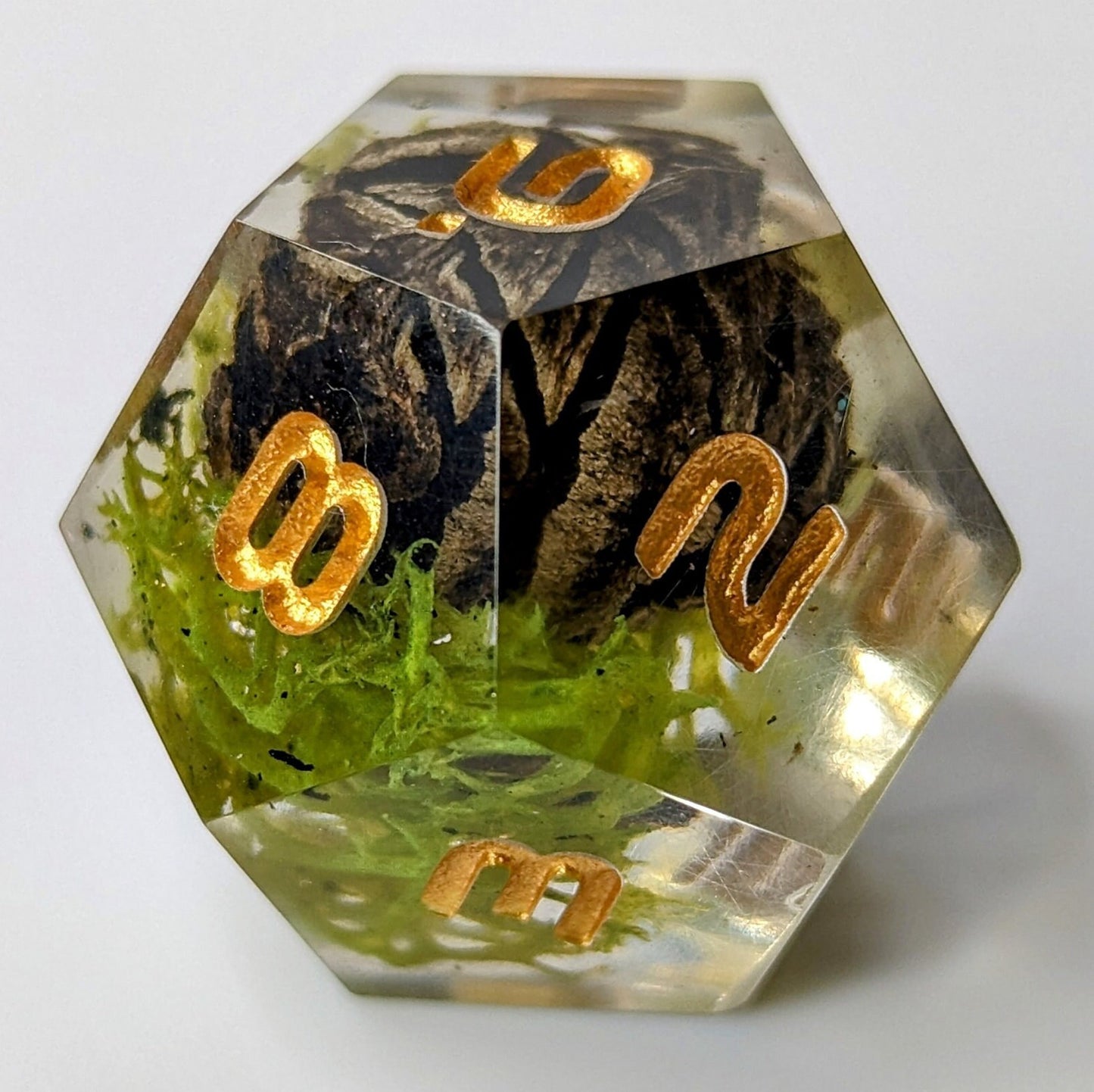 Dice Set Custom - Forest Ranger Dice Set - Handmade resin dice for D&D and Roleplaying - Set of 7 polyhedral sharp edge dice