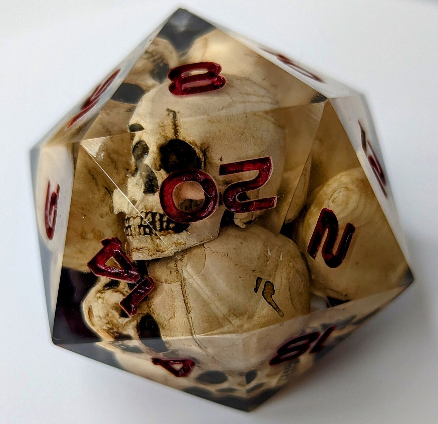 Jumbo D20 Custom Dice Warlock Skull - Custom made resin dice for D&D and Roleplaying - Chonk D20 Sharp Edge Die