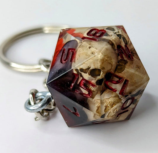 Warlock Skull Dice D20 Keychain