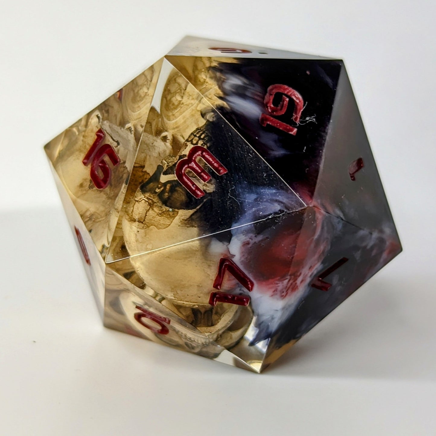Jumbo D20 Custom Dice Warlock Skull - Custom made resin dice for D&D and Roleplaying - Chonk D20 Sharp Edge Die